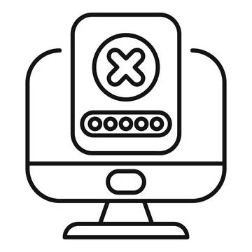 Computer showing wrong password notification icon Illustrazione stock