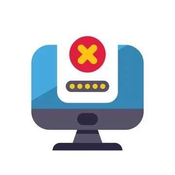 Computer showing wrong password notification on screen Stock Illustration