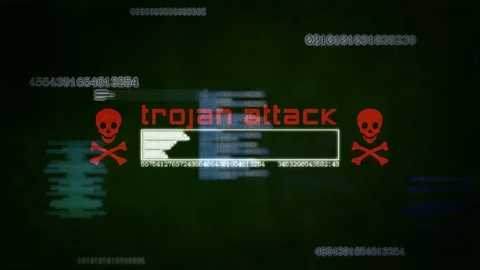 Computer shows an error message trojan attack. he The PC has been hacked and Stock Footage 124700996