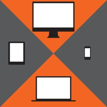 Computer Silhouette Corners Stock Illustration