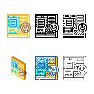 Computer simplified maintenance repair color icon vector イラスト素材