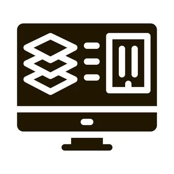 Computer simulation of building icon Vector Glyph Illustration Stock Illustration