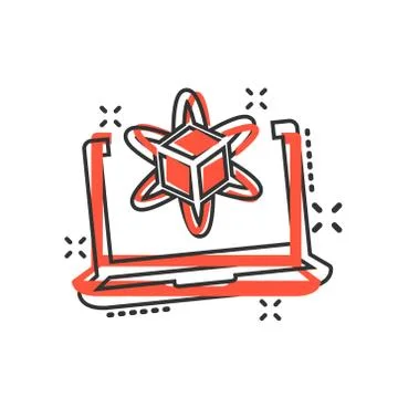 Computer simulation icon in comic style. Vr device vector cartoon illustratio Stock Illustration