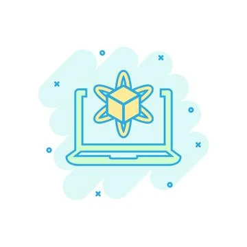 Computer simulation icon in comic style. Vr device vector cartoon illustratio 스톡 일러스트