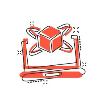 Computer simulation icon in comic style. Vr device vector cartoon illustratio Stock Illustration