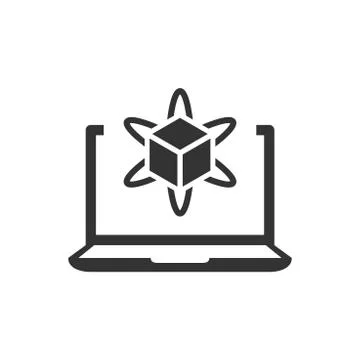 Computer simulation icon in flat style. Vr device vector illustration on whit Illustrazione stock