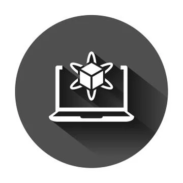 Computer simulation icon in flat style. Vr device vector illustration on blac 库存插图