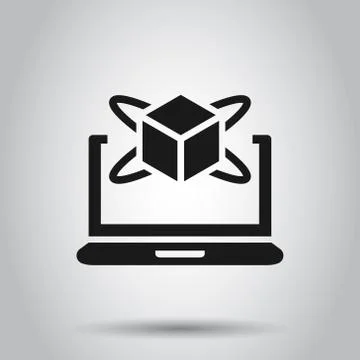 Computer simulation icon in flat style. Vr device vector illustration on isol Illustrazione stock