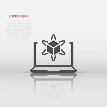 Computer simulation icon in flat style. Vr device vector illustration on wh.. Illustrazione stock