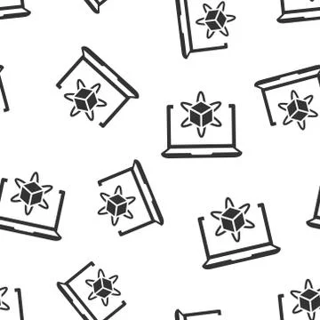 Computer simulation icon seamless pattern background. Vr device vector illust Stock Illustration