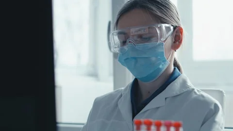 Computer simulation in the laboratory to analyze medical data and predict Video stock 240328854