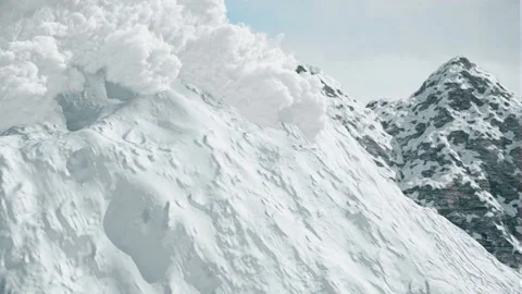 Computer simulation of snow avalanche in the mountains. Stock Footage 132333810