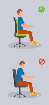 Computer sit position banner vertical, flat style Stock Illustration