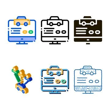 Computer site for stylized calling online taxi icon vector Illustrazione stock
