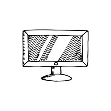 Computer sketch screen isolated on white background Stock Illustration
