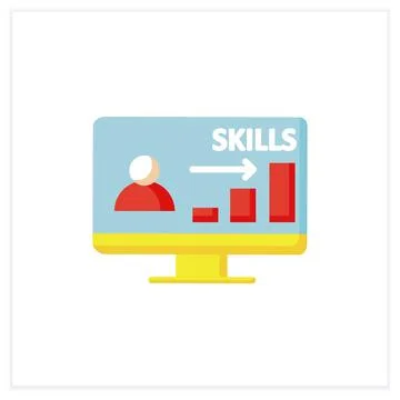 Computer skills flat icon Illustrazione stock