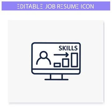 Computer skills line icon. Editable illustration Stock-Illustration