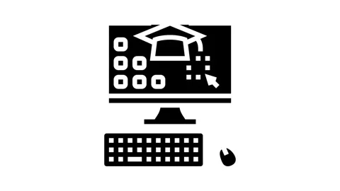 Computer skills primary school glyph icon animation Stock Footage 326152036