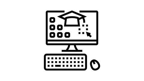 Computer skills primary school line icon animation Stock Footage 326131385