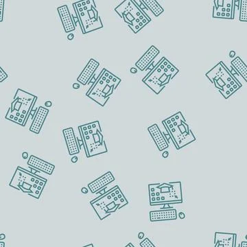 Computer skills primary school line seamless pattern イラスト素材
