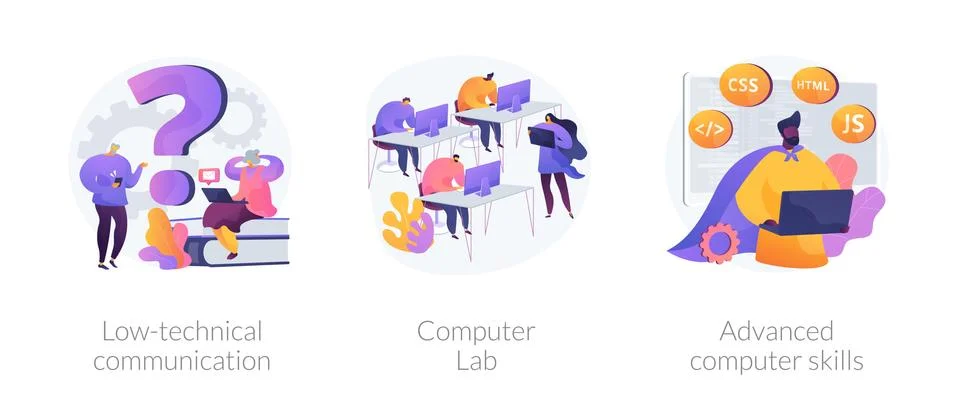 Computer skills requirement abstract concept vector illustrations. Stock Illustration