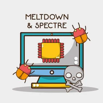 Computer with skull and spiders digital virus Stock Illustration