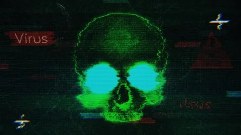 Computer Skull Virus Attack Stock Illustration