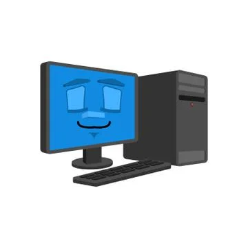 Computer sleeping isolated. PC sleep mode Cartoon Style. data processor aslee Stock Illustration