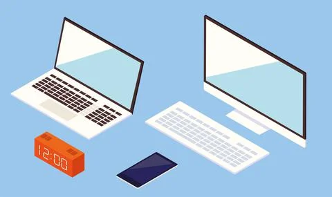 Computer smartphone clock Stock Illustration