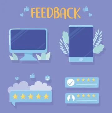 Computer smartphone rating and feedback apps Illustrazione stock