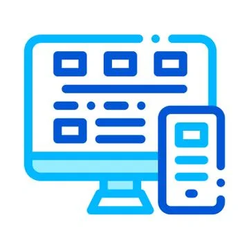 Computer Smartphone System Vector Thin Line Icon イラスト素材
