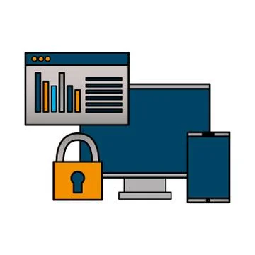 Computer smartphone website security Illustrazione stock