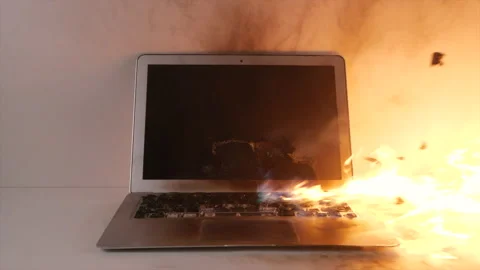 Computer Smoking - Damaged Irreparable Technology Stock Footage 130463484