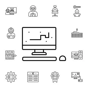 Computer, snake, game flat vector icon in esport pack Stock Illustration