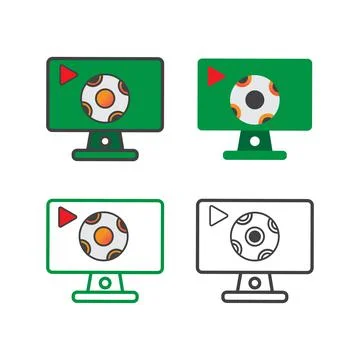 Computer with soccer ball illustration design. computer with soccer ball icon Stock Illustration