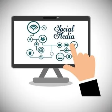 Computer social media design Illustrazione stock