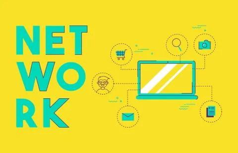 Computer social media network concept design Stock Illustration