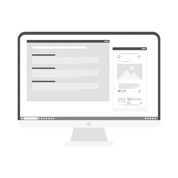 Computer with social media website 스톡 일러스트