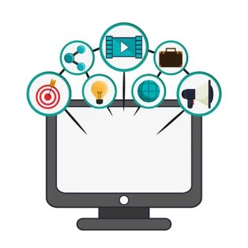 Computer social network media icon set. Vector graphic イラスト素材