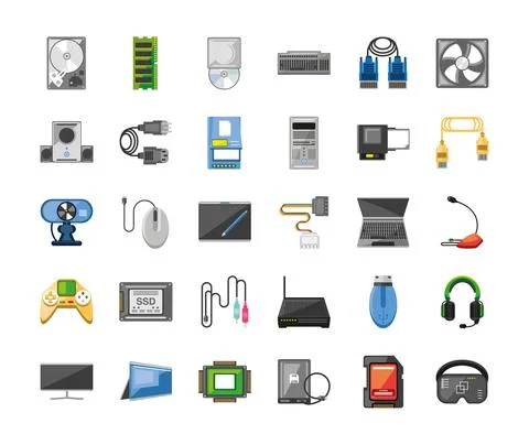 Computer software and hardware Stock Illustration