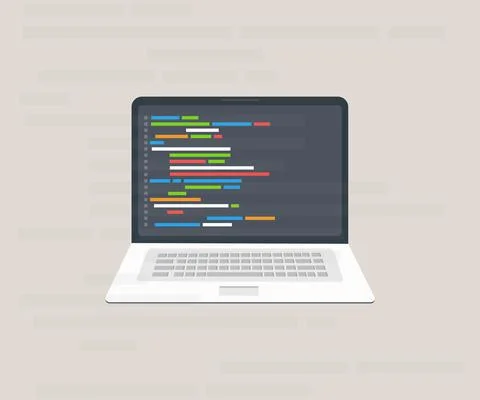 Computer software, computing isometric vector design and illustration. Stock Illustration