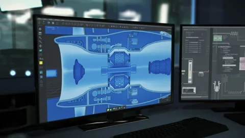 Computer software displaying 3d engineering models of industrial turbine details 動画素材 224707637