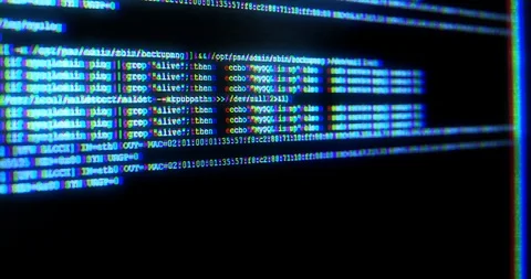 Computer software errors with glitch on system server log lines Stock Footage 122819769