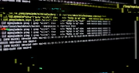 Computer software errors with glitch on system server log lines Stock Footage 122819778