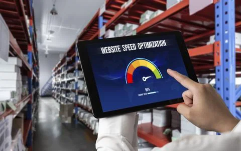 Computer software evaluating website loading speed snugly. Stock Photos