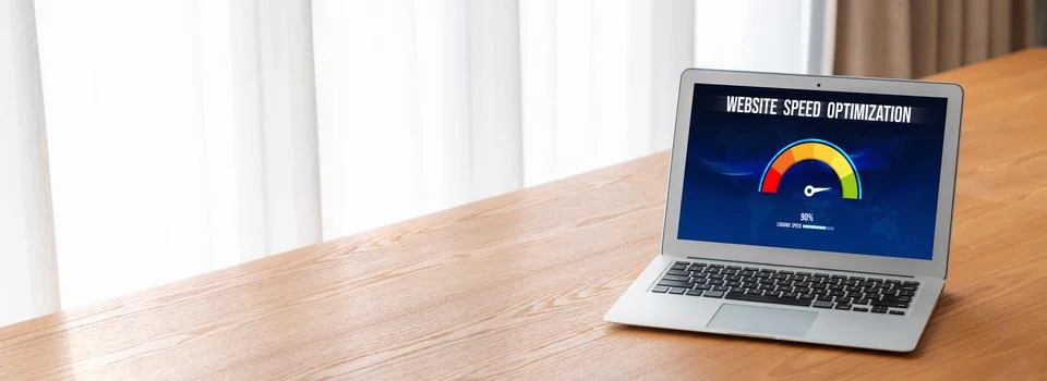 Computer software evaluating website loading speed snugly. 스톡 사진