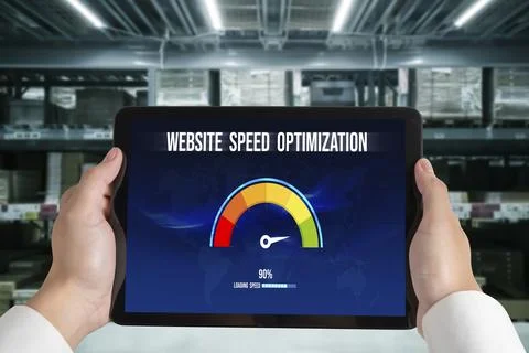 Computer software evaluating website loading speed snugly. Stock Photos