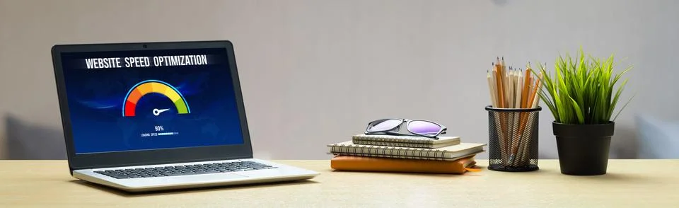 Computer software evaluating website loading speed snugly. Stock Photos