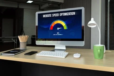 Computer software evaluating website loading speed snugly. Stock Photos