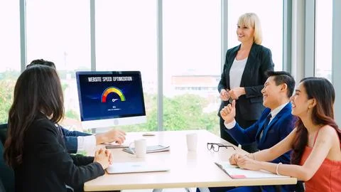 Computer software evaluating website loading speed snugly. Stock Photos